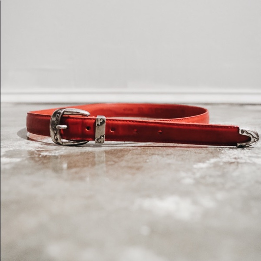 Fossil Leather Belt Red